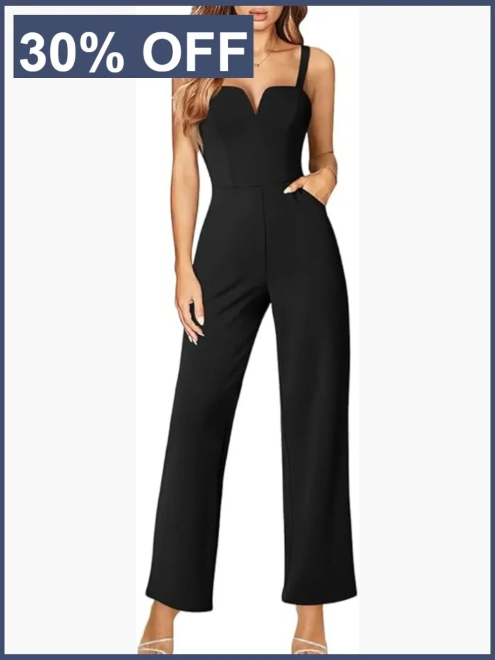 Women's Sleeveless Wide Leg Jumpsuit Romper with Pockets